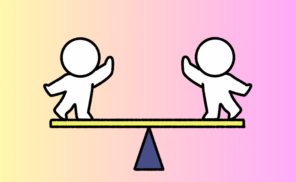 親子も横並びがいい　【理事 かがみそのこ】